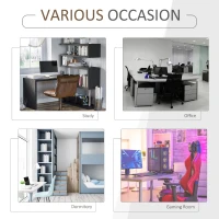 HomCom Rotating Home Office Corner Desk and Storage Shelf Combo - Black Wood Grain(m-6)