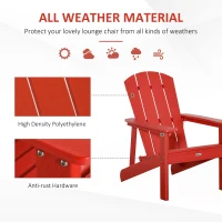 Outsunny Adirondack Chair, HDPE Fire Pit Chair, Weather Resistant Outdoor Chair for Patio, Garden, Backyard, Lawn, Red(m-6)