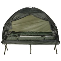 Open Box Outsunny Portable Camping Cot Tent with Air Mattress, Sleeping Bag, and Pillow(m-3)