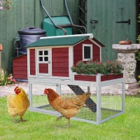 PawHut 63" Chicken Coop Wooden Poultry Hen Hutch House Nesting Cage Box - White and Green(m-8)