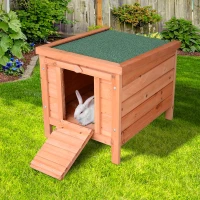 PawHut Wooden Rabbit Hutch, 20'' Compact Pet Habitat Cage for Bunnies and Small Animals, Ideal for Outdoor Use(m-1)
