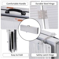 HomCom Small Portable Tri-Fold Lightweight Aluminum Stair Doorway Entry Disability Ramp - Silver(m-6)