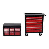 HomCom Garage Rolling Tool Chest Cabinet with 16 Drawers - Black and Red(m-5)