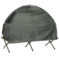 Outsunny Portable 1 Person Raised Camping Tent Cot Combination for Fishing and Hunting - Green(m-7)