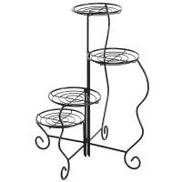 Outsunny 4-Tier Folding Flower Pot Stand Display Table for an Elegant Indoor/Outdoor Decorative Touch(m-1)