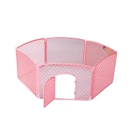 Pawhut Portable Plastic Adjustable Pet Play Pen - 6 Panel Pink(m-1)