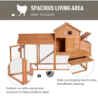 PawHut Deluxe Backyard Wood Poultry Chicken Coop Hen House Hutch Nesting Box w/Wheels - Wood(m-4)