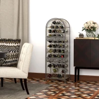 HOMCOM 45 Bottle Wrought Iron Lockable Industrial Free Standing Wine Rack Jail, Antique Bronze(m-8)