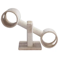 PawHut Cat Tree Tunnel Scratching Post Activity Furniture Teeter Totter - Beige(m-2)
