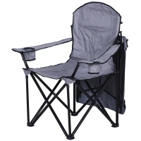 Outsunny Oxford Sports Folding Metal Camping Chair with an Overhead Shade Canopy & an Included Side Cup Holder - Grey(m-5)