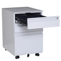 HomCom 24" Steel 3 Drawer Locking File Cabinet on Wheels - Grey(m-5)