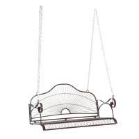 Outsunny Steel 2 Person Patio Porch Relaxation Swing Hanging Chair Bench w/ Chain - Brown(m-1)