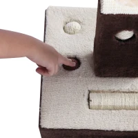 PawHut 2-Tier Cat Tree Tower Scratching Post Furniture with Mice Toy Sisal Ball Roller - Beige / Coffee Brown(m-8)
