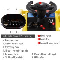 Open Box Aosom 6V Electric Construction Ride-On Excavator Toy Vehicle for Kids with Music, Lights and Shovel(m-7)