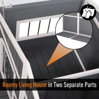 PawHut Large Wooden Dog House, Grey - Spacious Shelter for Pets, Perfect for Porch or Deck, 59" L(m-3)