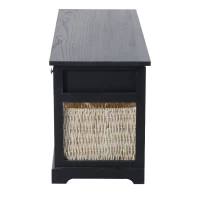 HomCom 40” Rustic Wooden 3 Drawer 3 Basket Storage Bench - Antique Black(m-5)