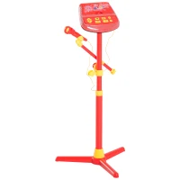 Qaba Kids Karaoke Machine Toy Play Set Music Lights with Microphones and Adjustable Stand - Red(m-1)