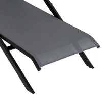 Outsunny Steel Mesh Adjustable Portable Folding Outdoor Chaise Lounge Chair - Grey(m-10)