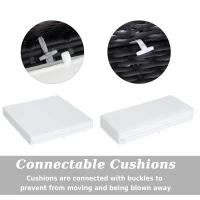 Outsunny 7 Piece Set Rattan Sofa Luxury Modular Conversation Outdoor Furniture - Coffee and Cream(m-4)