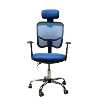 HomCom Adjustable Mesh High Back Computer Desk Office Task Chair w/ Headrest - Blue(m-2)