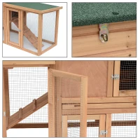 PawHut 80" Large Wooden Chicken Coop Backyard Hen Cage House Poultry w/ Nesting Box Run - Brown(m-6)