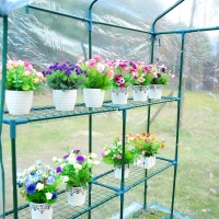 Outsunny 5' x 5' x 6' 3-Tier 8 Shelf Outdoor Portable Hobby Greenhouse Walk-In Garden Greenhouse Kit with Cover(m-8)