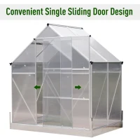 Outsunny Aluminum 4.25' L x 6.25'W x 7.2'H Polycarbonate Portable Walk-In Garden Greenhouse(m-6)
