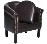 HomCom Faux Leather Traditional Club Armchair Smoking Chair - Dark Brown(m-4)