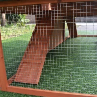 PawHut Rabbit Hutch Wooden House Small Animal Cage Deluxe Backyard Run Ramp(m-15)