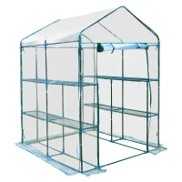 Outsunny 5' x 5' x 6' 3-Tier 8 Shelf Outdoor Portable Hobby Greenhouse Walk-In Garden Greenhouse Kit with Cover(m-1)