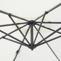 Outsunny 10' Hanging Tilt Offset Cantilever Patio Umbrella with 6-Level Adjustable Angle, Base Stand, UV Fighting Canopy, & 360° Rotation, Cream White(m-13)