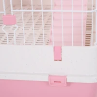 PawHut 4-level Indoor Guinea Pig Hutch Rabbit Enclosure Small Animal Hutch - Pink(m-12)