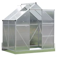 Outsunny Aluminum 4.25' L x 6.25'W x 7.2'H Polycarbonate Portable Walk-In Garden Greenhouse(m-2)