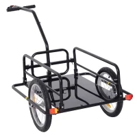 Aosom Folding Bicycle Bike Cargo Storage Cart and Luggage Trailer with Hitch - Black(m-7)