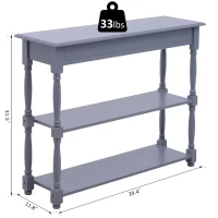 HomCom 40"W Modern Country Pine 3 Tier Wooden Entryway Console Table - Grey(m-3)