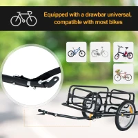 Aosom Camping Cart Outdoor Wanderer Folding Bicycle Storage Cart Cargo and Luggage Trailer with Hitch - Black(m-4)