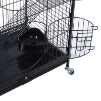 PawHut 37" Mesh 4 Level Portable Indoor Small Animal Pet Habitat Cage Kit - Black(m-5)