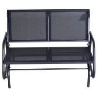 Outsunny Outdoor Front Porch Curved Loveseat Glider Rocker Bench Chair - Black(m-8)