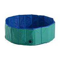 Open Box PawHut 12” x 40” Collapsible PVC Pet Foldable Swimming Pool Dog Bathing Tub - Green / Blue(m-1)