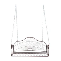 Outsunny Steel 2 Person Patio Porch Relaxation Swing Hanging Chair Bench w/ Chain - Brown(m-8)
