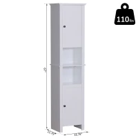 Open Box HomCom 67" Wood Free Standing Bathroom Linen Tower Storage Cabinet - White(m-9)