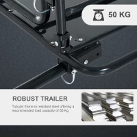 Aosom Camping Cart Outdoor Wanderer Folding Bicycle Storage Cart Cargo and Luggage Trailer with Hitch - Black(m-6)