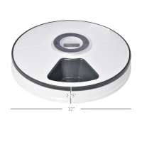 PawHut Auto 6 Meal Trays for Wet or Dry Cat Food, Dog Meal Dispenser w/ Timer, 128 ml(m-3)