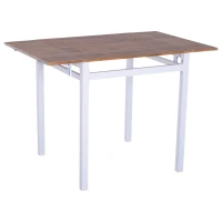 HomCom 5 Piece Drop Leaf Counter Height Dining Table and Chairs Set - Walnut / White(m-7)