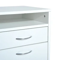 HOMCOM Modern Rolling File Cabinet with Storage Shelves and Drawer, Home Office Document Organizer, White(m-4)