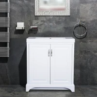 Kleankin 34” Modern Resin Single Resin Sink Bathroom Vanity Set - White(m-2)
