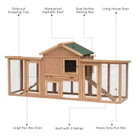 PawHut 80" Large Wooden Chicken Coop Backyard Hen Cage House Poultry w/ Nesting Box Run - Brown(m-4)