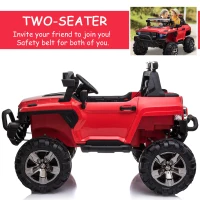Aosom 12V Ride On Car 2- Seat SUV Truck w/ Remote Control & 3 Speeds & LED Light Bar and Audio Input - Red(m-5)