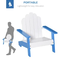 Outsunny Kids Adirondack Chair Wooden Classic Lounge Indoor for Backyard Deck Beach Garden Room 20" x 19.75" x 20.75" Blue(m-6)