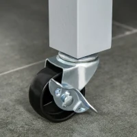 HomCom Wood Stainless Steel Portable Kitchen Island Cart on Wheels - Gray(m-10)